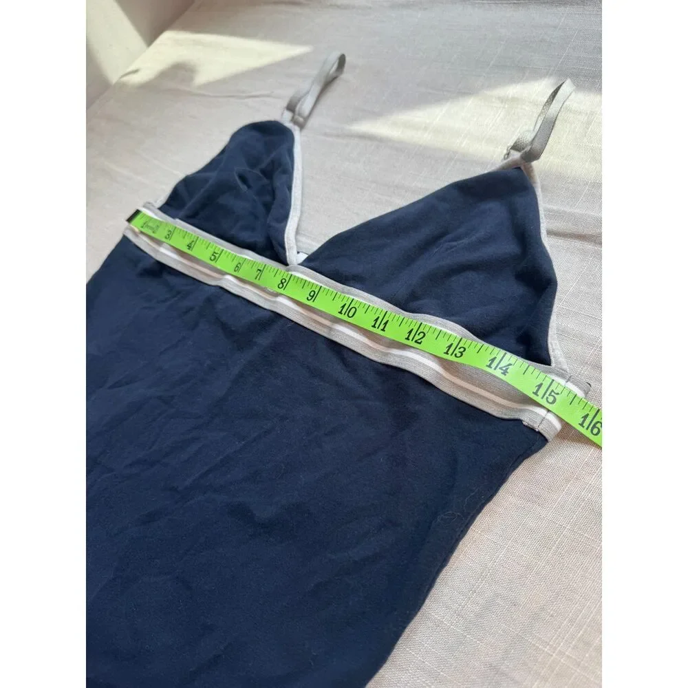 iets frans Camisole Top Large Navy Blue Cotton Spandex Y2K Tank Striped Detail